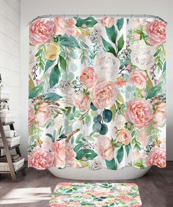 Shabby Chic Floral Design Shower Curtain, Elegant Addition to Bathroom Decor