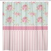 Shabby Chic Floral Shower Curtain | Pink Roses And Polka Dots Bathroom Decor
