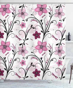 Shabby Chic Florets Dragonfly Shower Curtain For A Vintage Bath Decorr