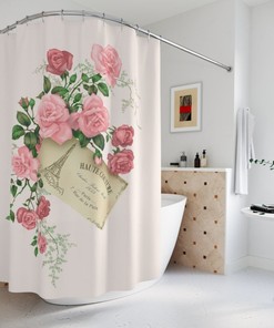 Shabby Chic Pink Roses Shower Curtain - French Bathroom Decor
