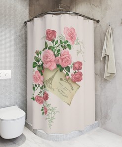Shabby Chic Pink Roses Shower Curtain - French Bathroom Decor