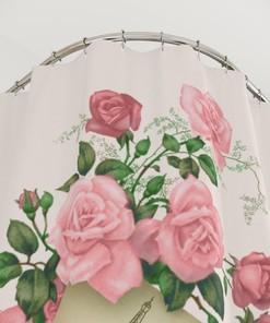 Shabby Chic Pink Roses Shower Curtain - French Bathroom Decor