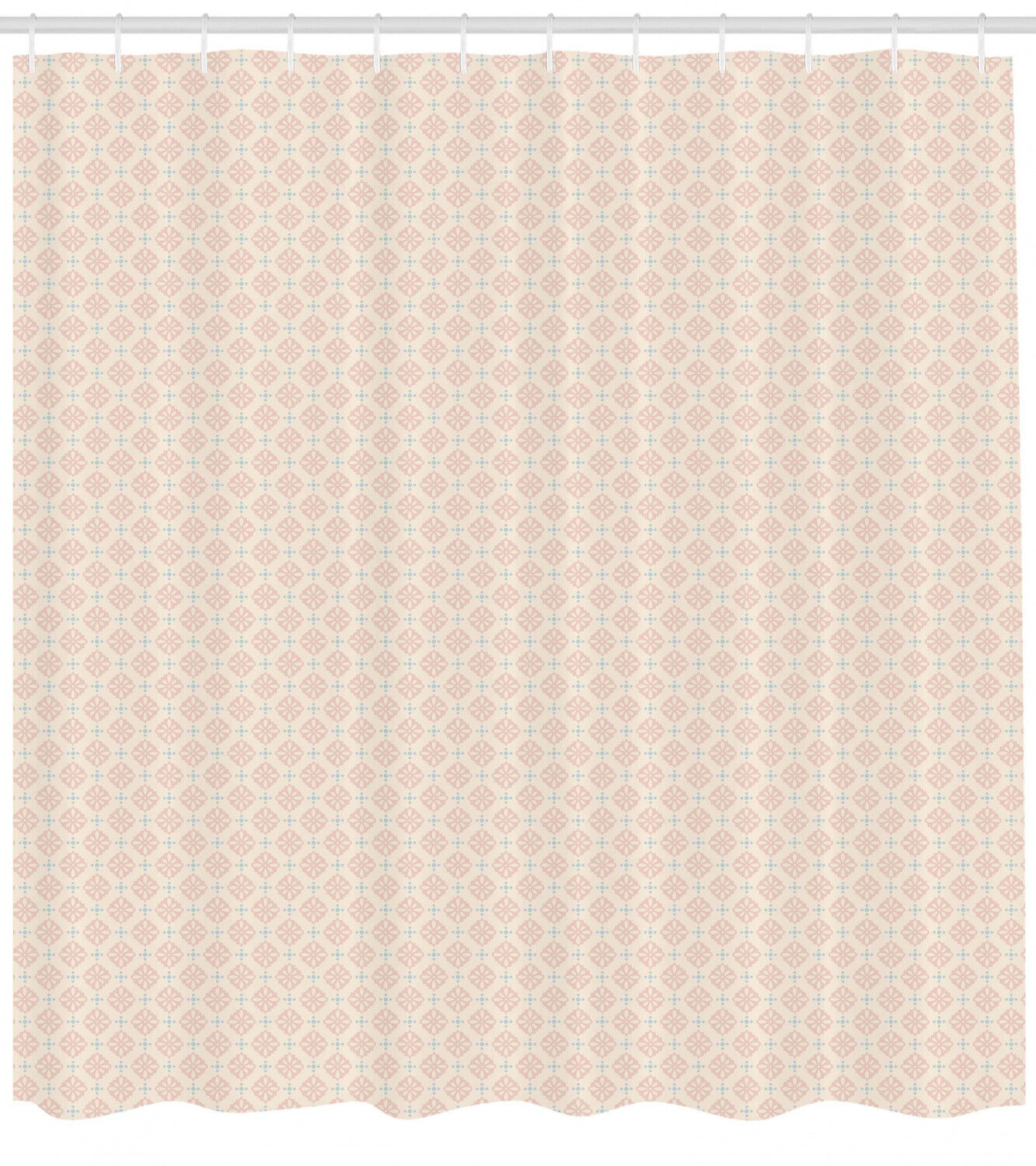 Shabby Flower Motifs Print Shower Curtain For Vintage Bathroom Look