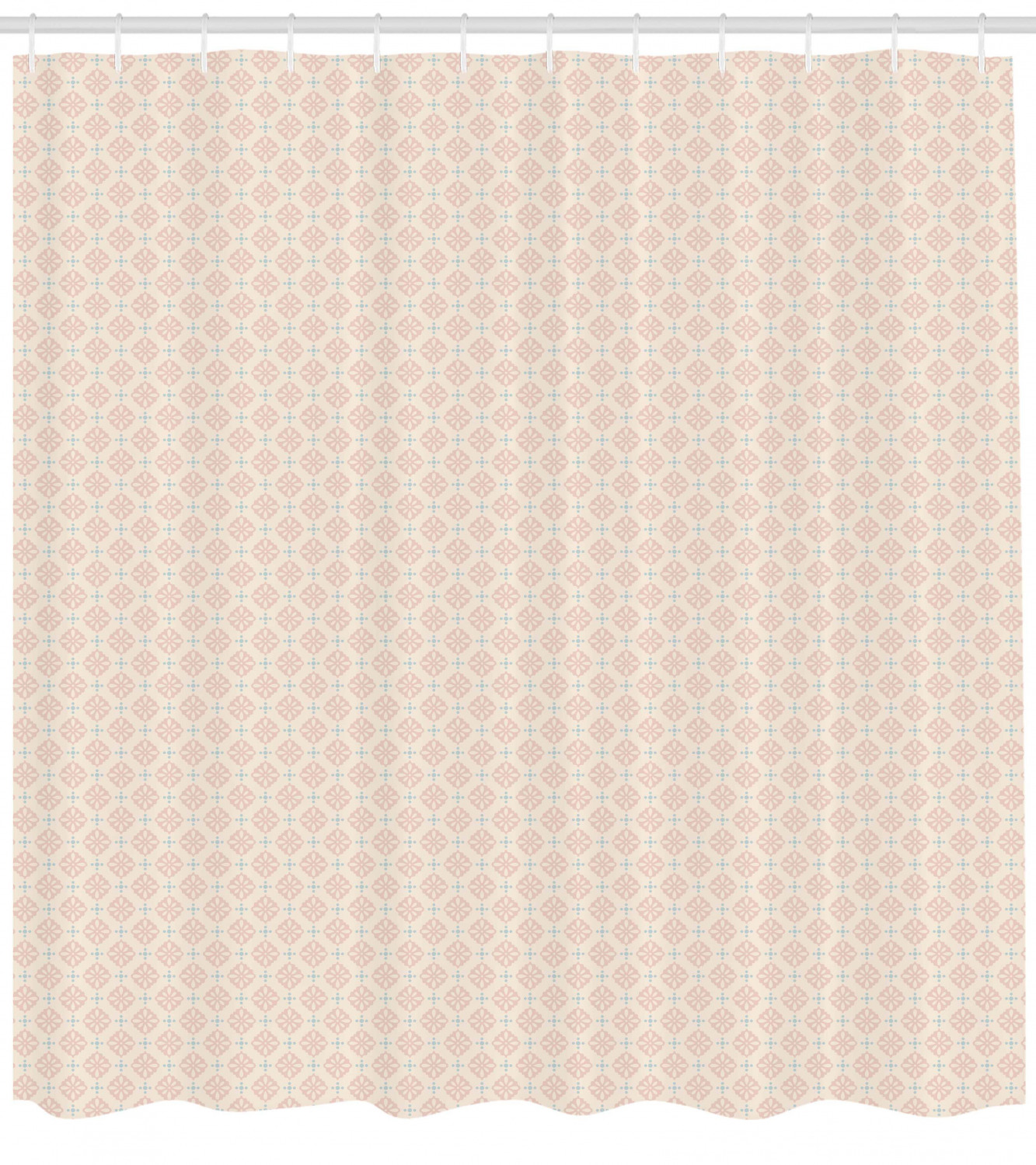 Shabby Flower Motifs Print Shower Curtain For Vintage Bathroom Look