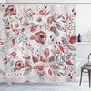 Shabby Form Flowers Roses Petals Dots Shower Curtain, Leaves Buds Artwork Theme Image Cloth Fabric Bathroom Decors
