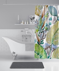 Shade Garden Watercolor Print Shower Curtain, Floral Bathroom Decor