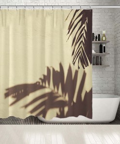 Shadow Palm Leaf Print Shower Curtain, Waterproof Fabric for Bathroom Decor