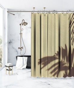 Shadow Palm Leaf Print Shower Curtain, Waterproof Fabric for Bathroom Decor