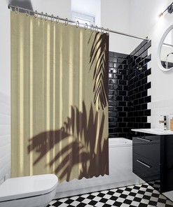 Shadow Palm Leaf Print Shower Curtain, Waterproof Fabric for Bathroom Decor