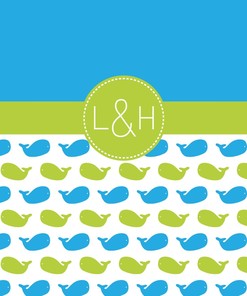Shared Bathroom Whimsical Turquoise and Bright Chartreuse Whale Shower Curtain for Siblings 