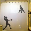 Shared Softball Bathroom Decor with Kids Baseball Shower Curtain- Sports Siblings Brother Sister Bathroom Accessory 