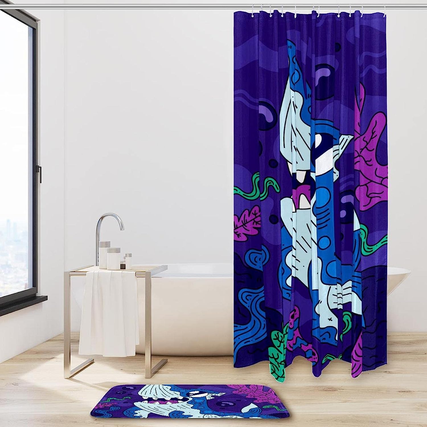 Shark & Algae- Infused Waterproof Bathroom Shower Curtain