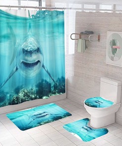 Shark Attack Shower Curtain With Quotes