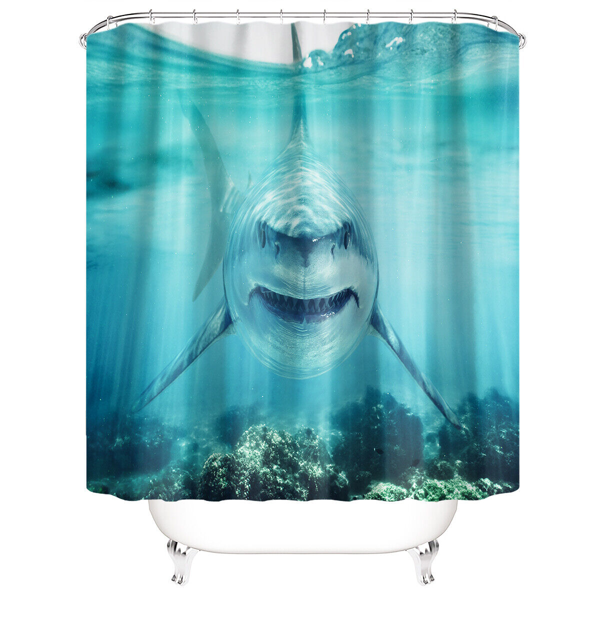 Shark Attack Shower Curtain With Quotes - Image 2