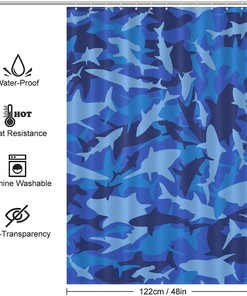 Shark Camo Print Shower Curtain, Personalized and Durable Bath Liner for Bathroom Decor