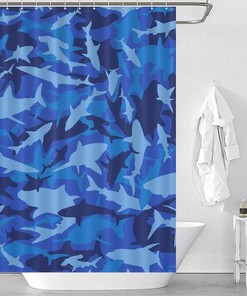 Shark Camo Print Shower Curtain, Personalized and Durable Bath Liner for Bathroom Decor