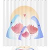 Shark Family Watercolor Print Shower Curtain For Bathroom Tub Set