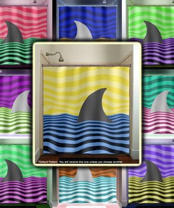 Shark Fin Ocean Shower Curtain with Custom Valance and Towel Set