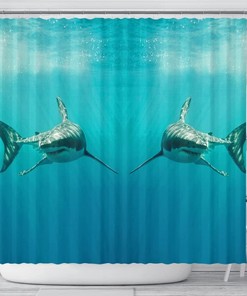 Shark Fish Print Shower Curtain for Ocean and Marine Life Lovers