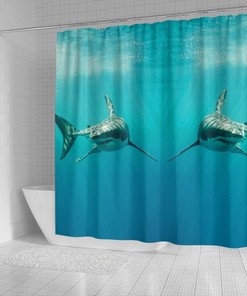 Shark Fish Print Shower Curtain for Ocean and Marine Life Lovers