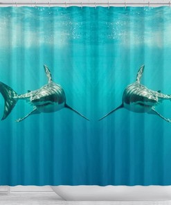Shark Fish Print Shower Curtain for Ocean and Marine Life Lovers