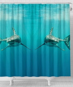 Shark Fish Print Shower Curtain for Ocean and Marine Life Lovers