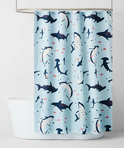 Shark Full Size Waterproof Fabric Shower Curtains for Bathroom