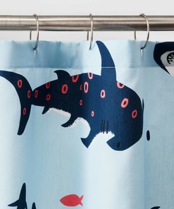 Shark Full Size Waterproof Fabric Shower Curtains for Bathroom