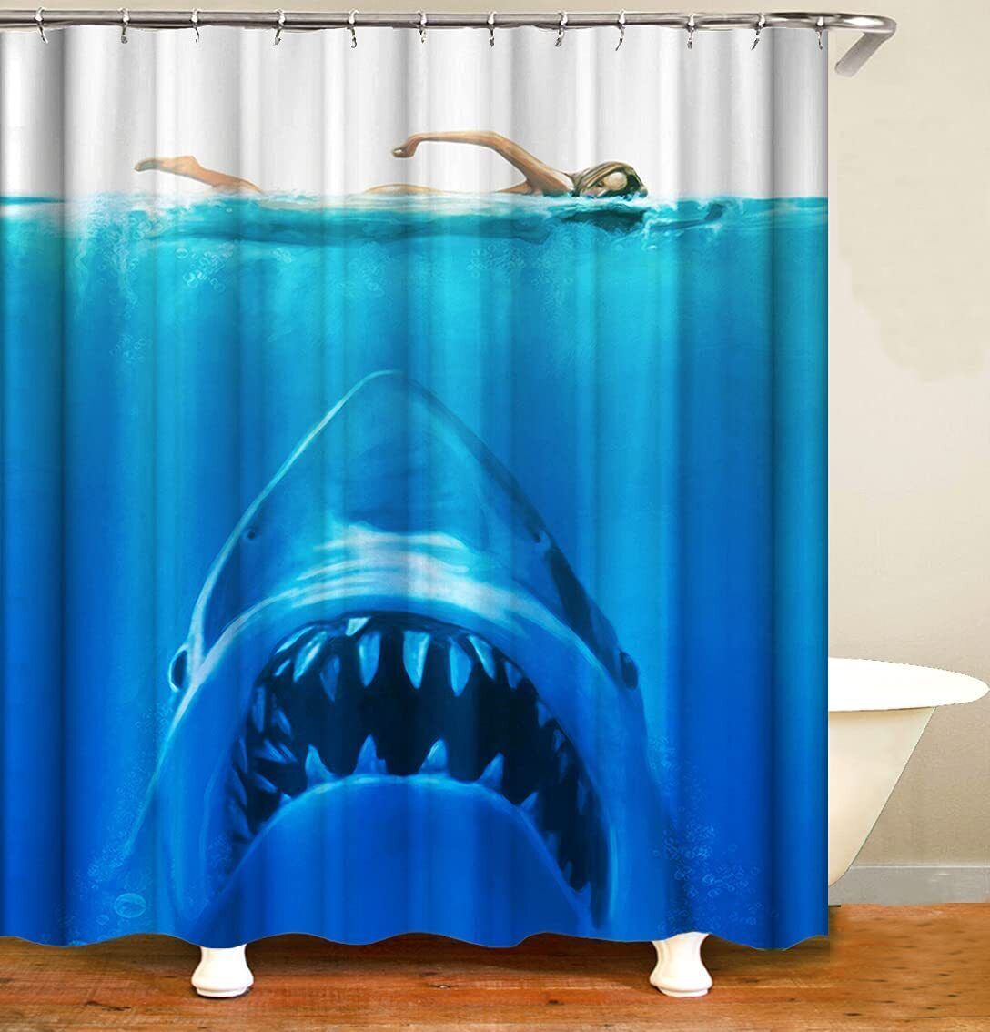 Shark Jaws Mold Resistant Shower Curtain For A Fun Bathroom Decor