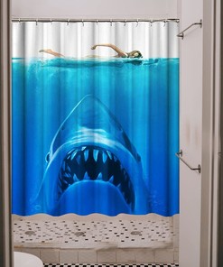 Shark Jaws Mold Resistant Shower Curtain For A Fun Bathroom Decor