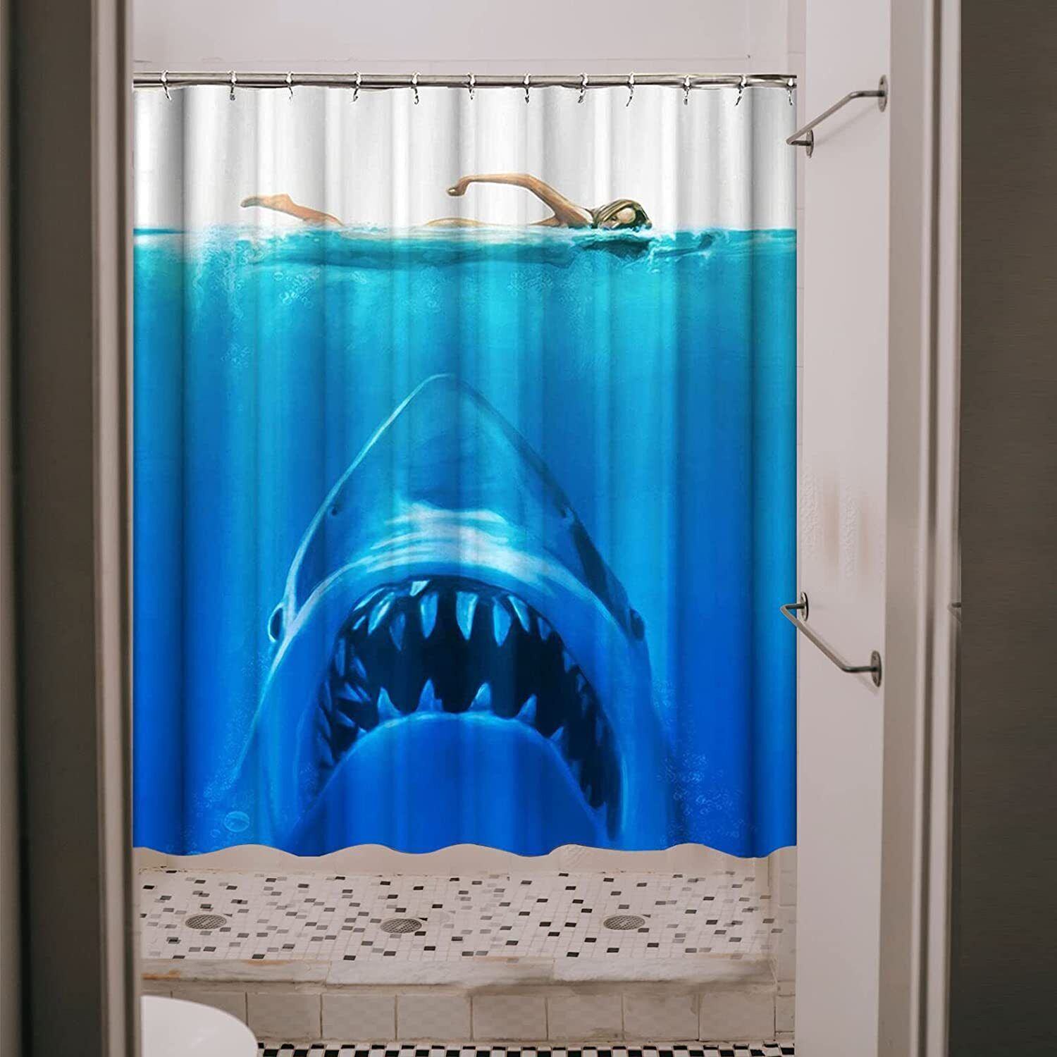 Shark Jaws Mold Resistant Shower Curtain For A Fun Bathroom Decor