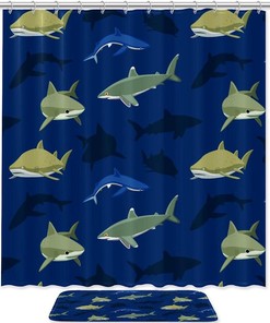 Shark Pattern Shower Curtain to Add Style to Your Bathroom