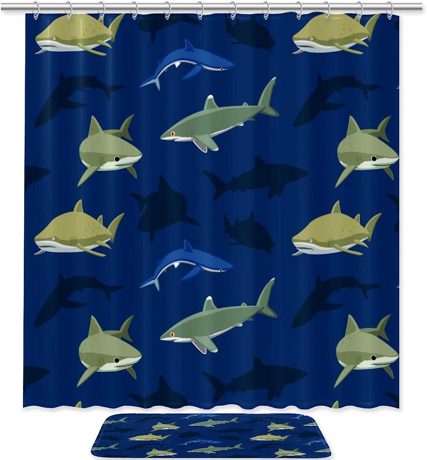 Shark Pattern Shower Curtain to Add Style to Your Bathroom