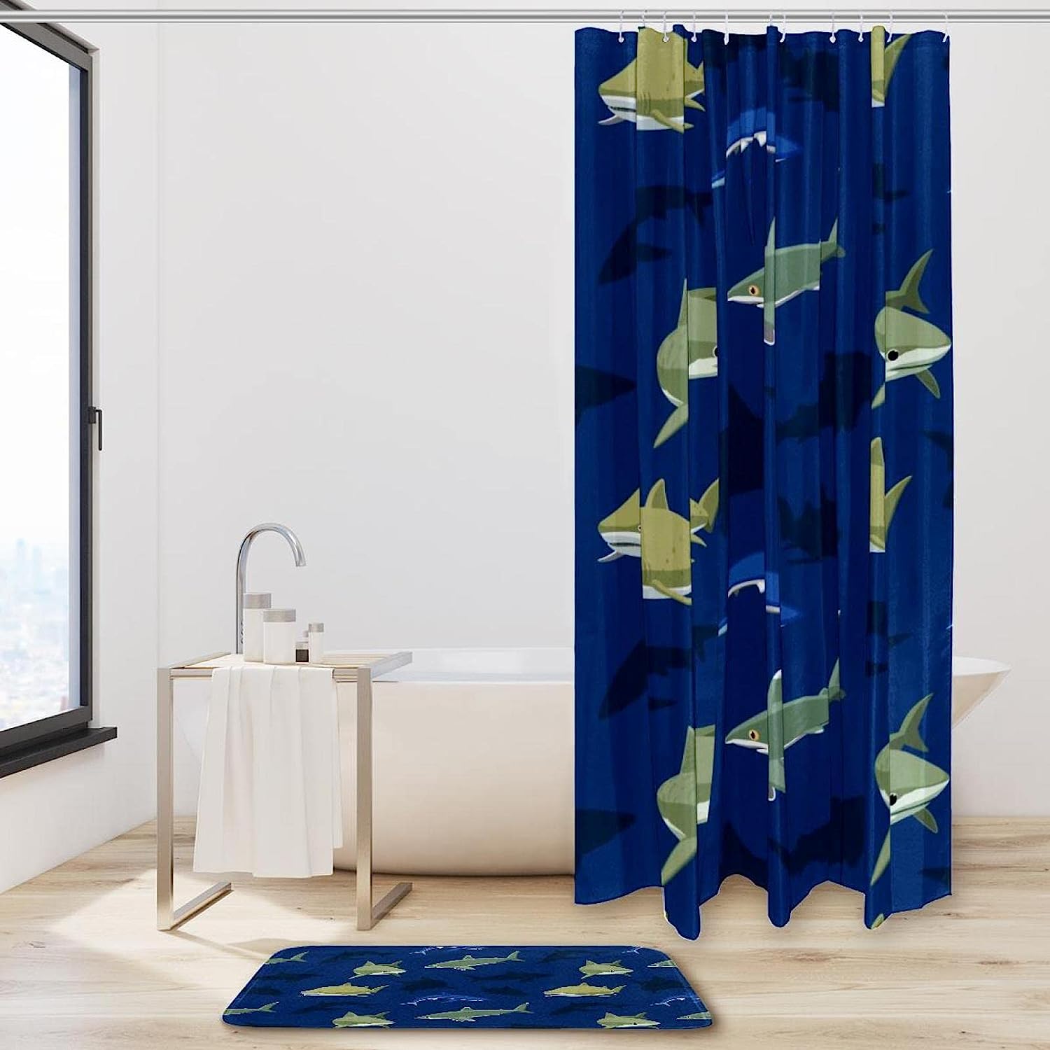 Shark Pattern Shower Curtain to Add Style to Your Bathroom