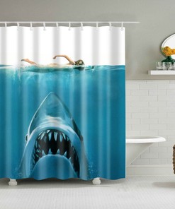 Shark Print Shower Curtain, Animal Lovers, Fun and Cute Decor, Waterproof Fabric for Bathroom Decor