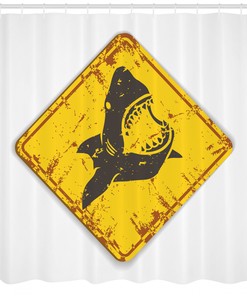 Shark Print Shower Curtain, Sea Pattern Design, Fabric for Bathroom Decor