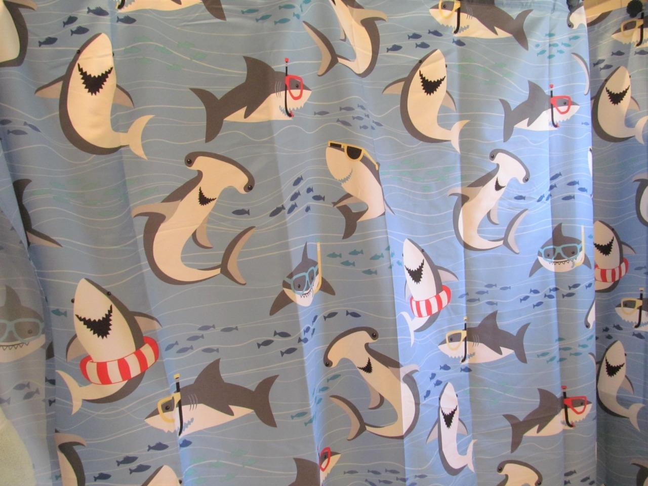 Shark Shower Curtain For An Underwater-Themed Bathroom