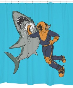 Shark Shower Curtain - Funny And Nautical Decor - Ideal For Beach Lovers