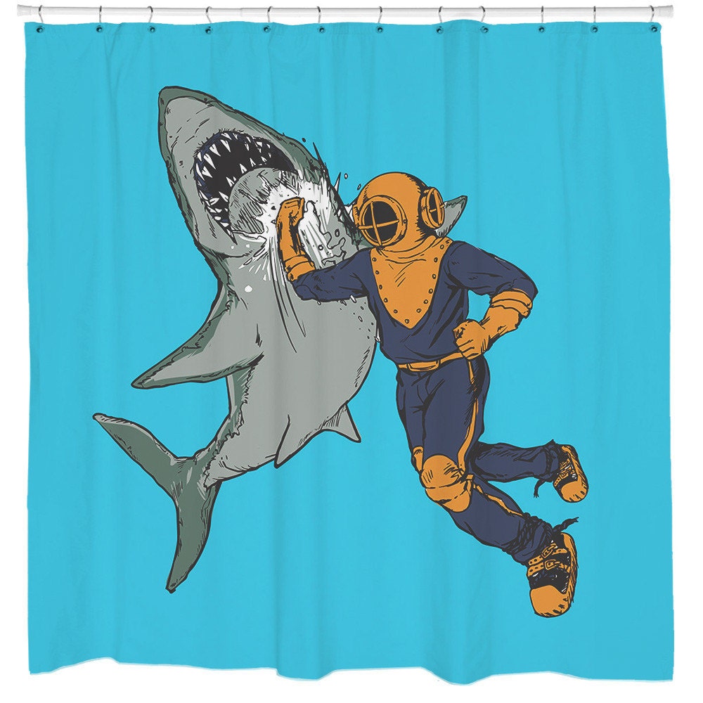 Shark Shower Curtain - Funny And Nautical Decor - Ideal For Beach Lovers
