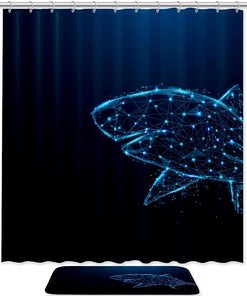 Shark Vector Waterproof Shower Curtain - Starlight Design 