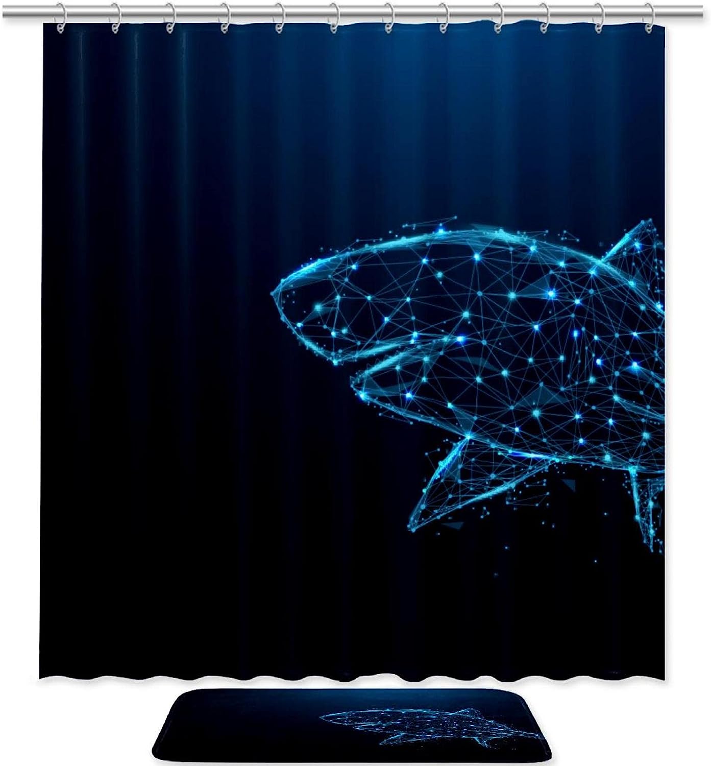 Shark Vector Waterproof Shower Curtain - Starlight Design