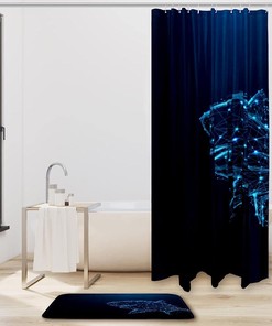 Shark Vector Waterproof Shower Curtain - Starlight Design