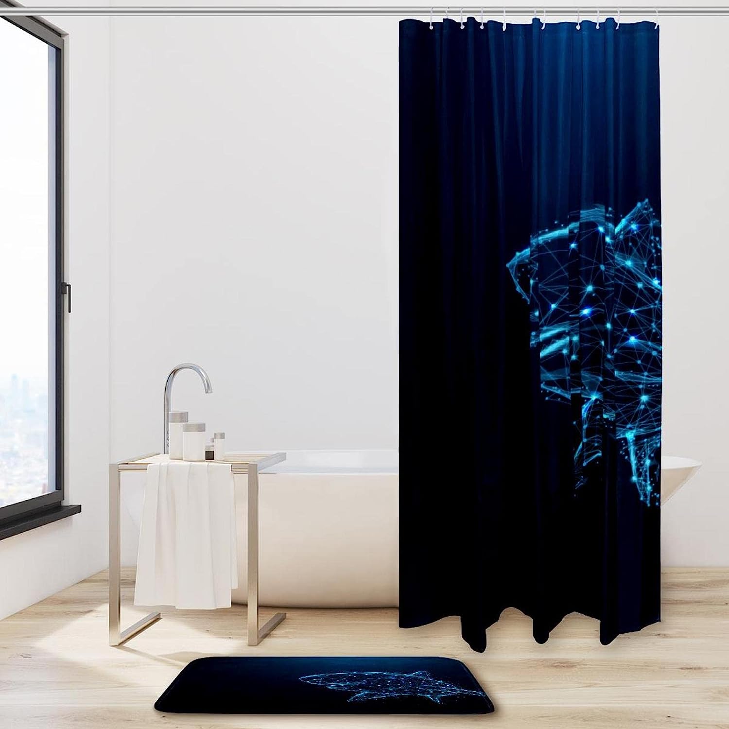 Shark Vector Waterproof Shower Curtain - Starlight Design
