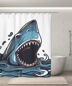 Shark Week Great White Surprise Decor - Angry Fin Print for Bathroom