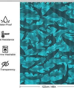 Shark Whale Modern Durable Washable Shower Curtain for Your Bathroom