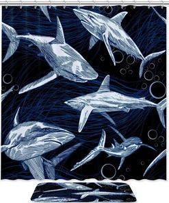 Sharks Sea Ocean Waterproof Bath Shower Curtain for Your Bathroom gifts For Kids