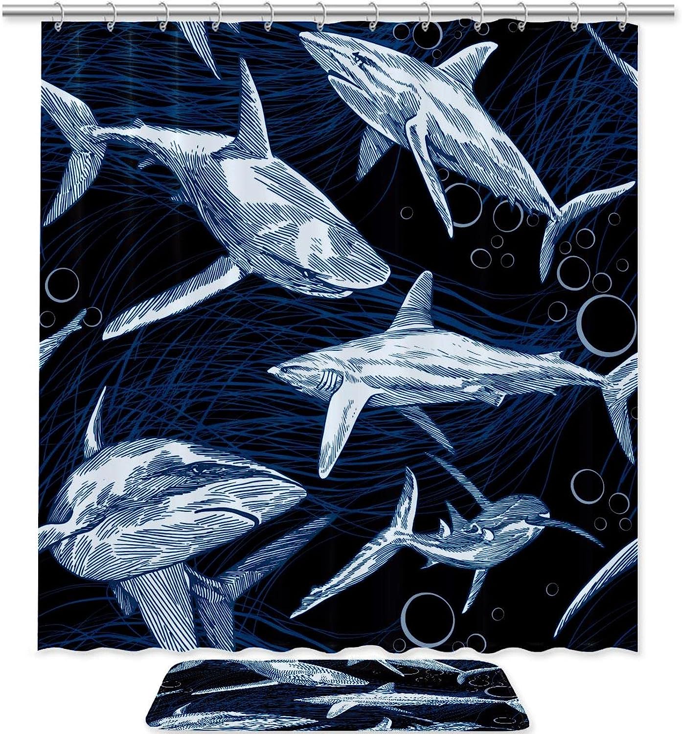 Sharks Sea Ocean Waterproof Bath Shower Curtain for Your Bathroom gifts For Kids