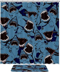 Sharks Sea Ocean Waterproof Fabric Shower Curtain for Your Bathroom