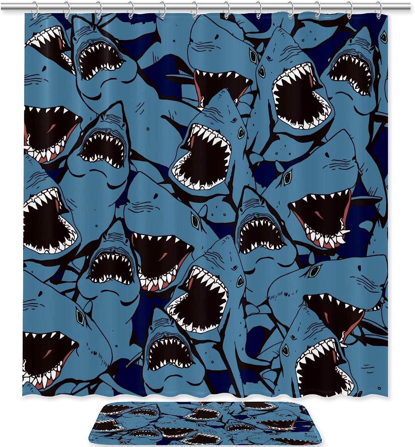 Sharks Sea Ocean Waterproof Fabric Shower Curtain for Your Bathroom