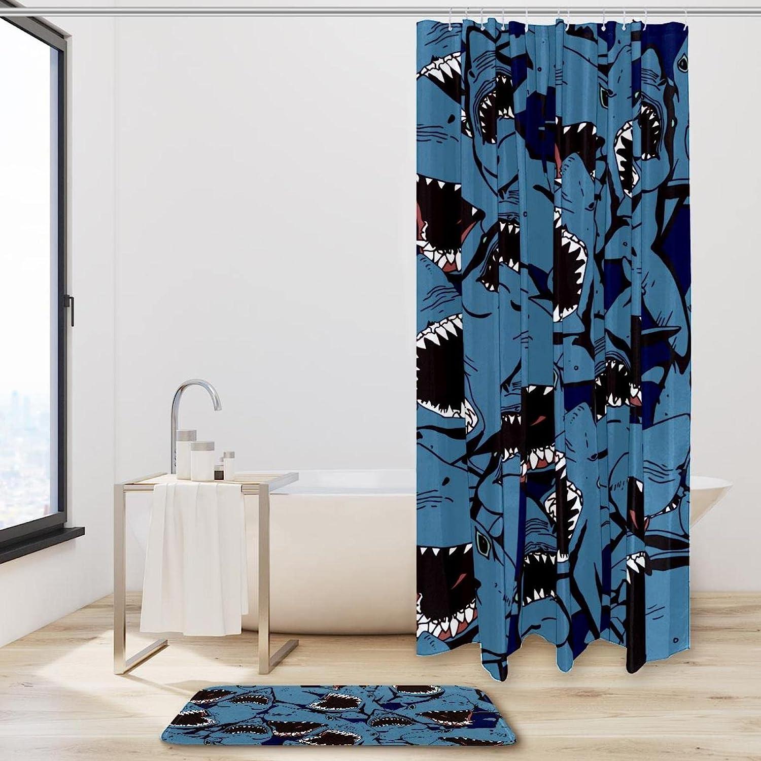 Sharks Sea Ocean Waterproof Fabric Shower Curtain for Your Bathroom